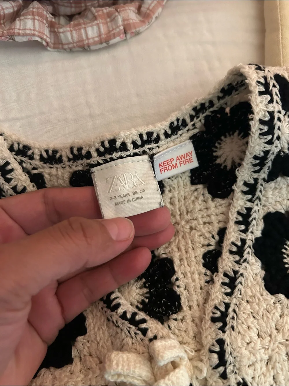 Zara Cream and Black Crochet Kids Matching Set - Vest & Pants